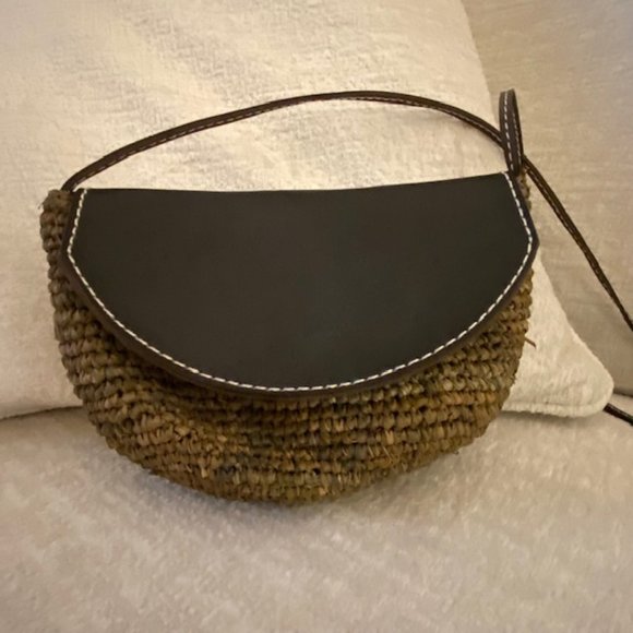 Raffia and Leather Crossbody Bag - Picture 1 of 5
